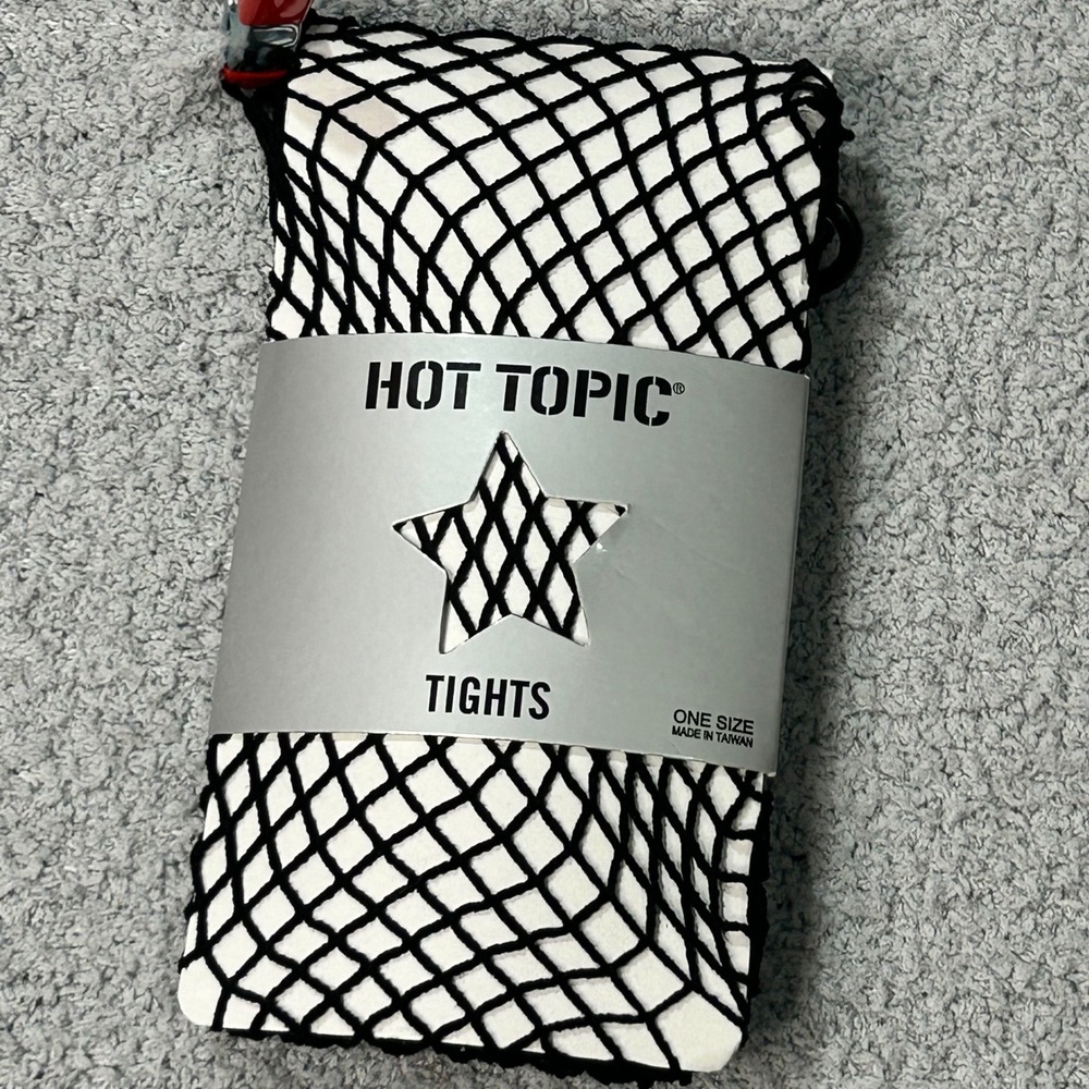 Hot Topic Tights Fishnet One Size Black Grunge Goth Punk Alt Mesh Hosiery